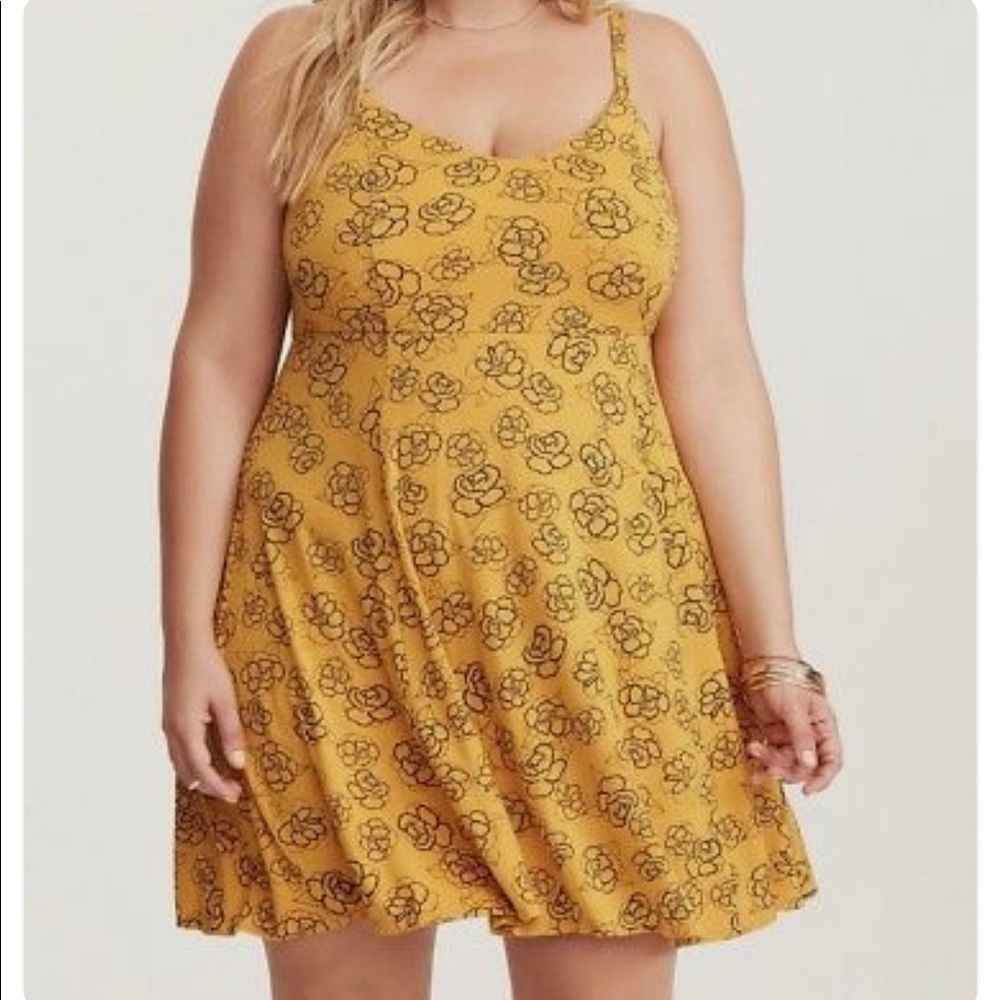 Torrid Marigold Yellow Floral Print Jersey Slip Dress